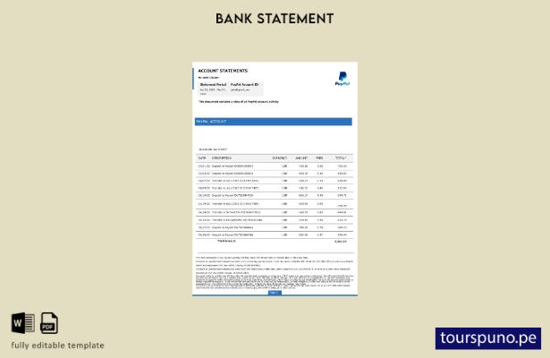 listo para imprimir plantilla de Word   estado de cuenta bancaria de PayPal de E